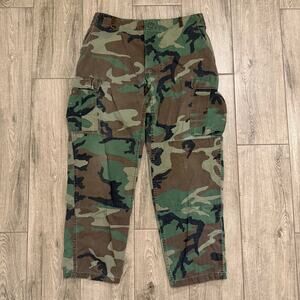 Vintage US Army Woodland Camo Cargo, Combat Trousers - Large and Adjustable Size